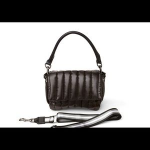 Think Royln crossbody bar bag purse black removable strap quilted puffer